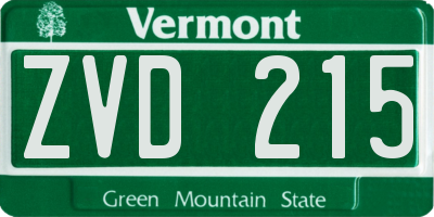 VT license plate ZVD215