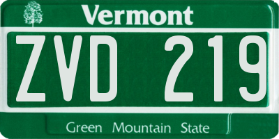 VT license plate ZVD219