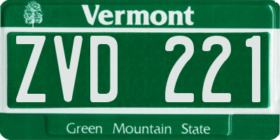 VT license plate ZVD221