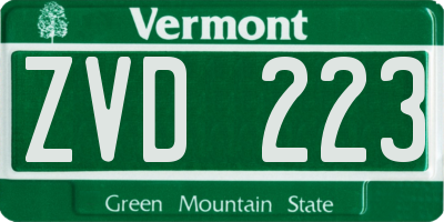 VT license plate ZVD223