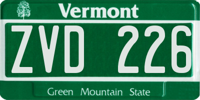 VT license plate ZVD226