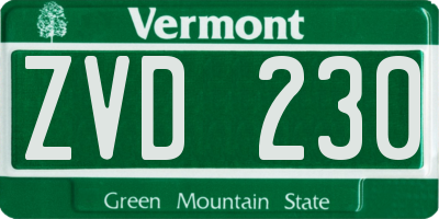 VT license plate ZVD230