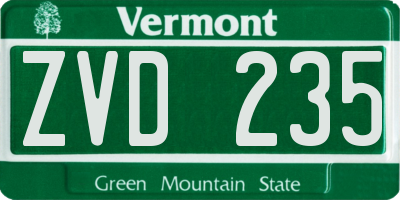 VT license plate ZVD235