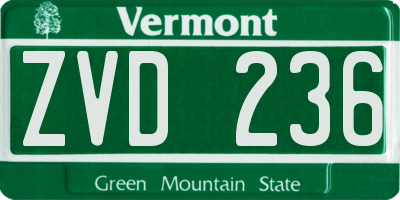 VT license plate ZVD236