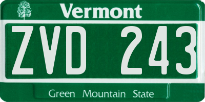 VT license plate ZVD243