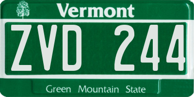 VT license plate ZVD244