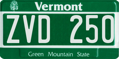 VT license plate ZVD250
