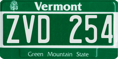 VT license plate ZVD254