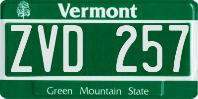 VT license plate ZVD257