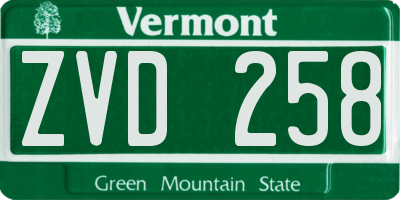 VT license plate ZVD258