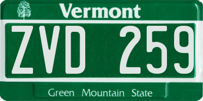 VT license plate ZVD259