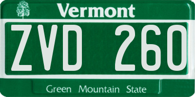 VT license plate ZVD260