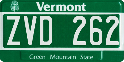 VT license plate ZVD262