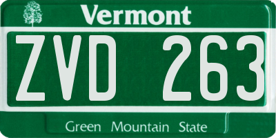 VT license plate ZVD263