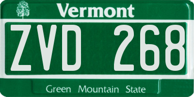 VT license plate ZVD268