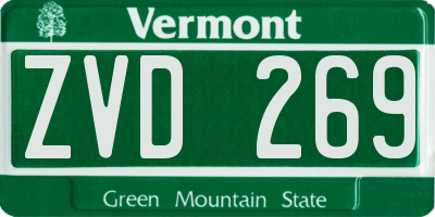 VT license plate ZVD269