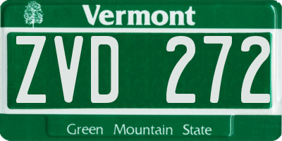 VT license plate ZVD272