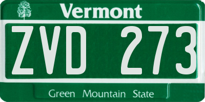 VT license plate ZVD273