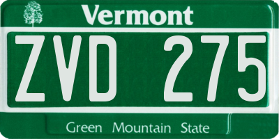 VT license plate ZVD275