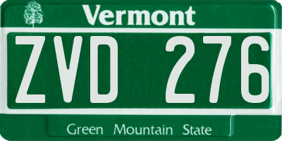 VT license plate ZVD276