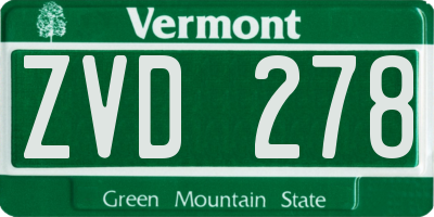 VT license plate ZVD278