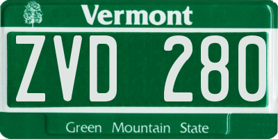 VT license plate ZVD280