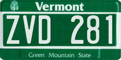 VT license plate ZVD281