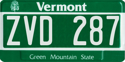 VT license plate ZVD287