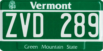 VT license plate ZVD289