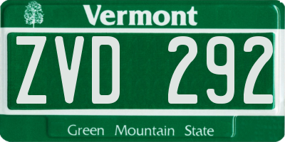 VT license plate ZVD292