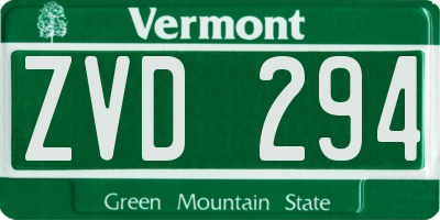 VT license plate ZVD294