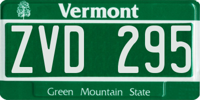 VT license plate ZVD295