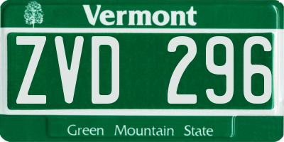 VT license plate ZVD296