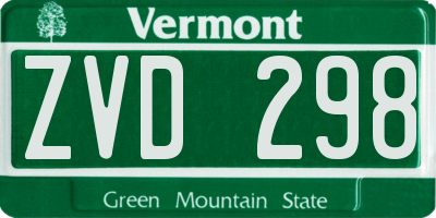 VT license plate ZVD298