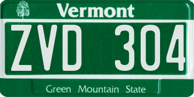 VT license plate ZVD304