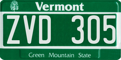 VT license plate ZVD305