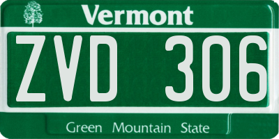 VT license plate ZVD306