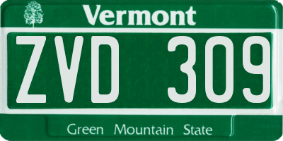 VT license plate ZVD309