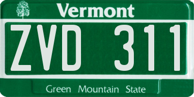 VT license plate ZVD311