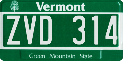 VT license plate ZVD314