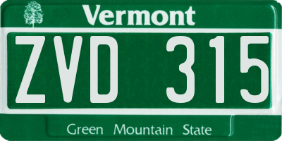VT license plate ZVD315