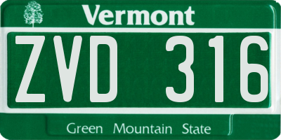 VT license plate ZVD316