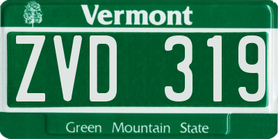 VT license plate ZVD319
