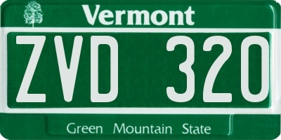 VT license plate ZVD320