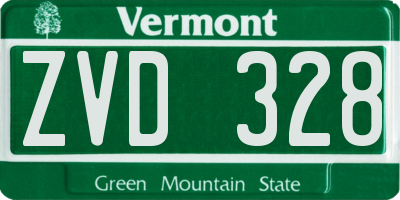 VT license plate ZVD328