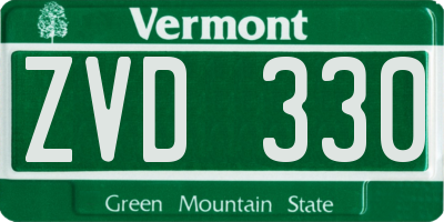 VT license plate ZVD330