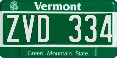 VT license plate ZVD334