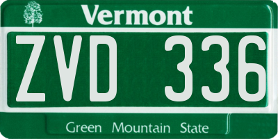 VT license plate ZVD336