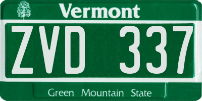VT license plate ZVD337