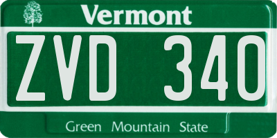 VT license plate ZVD340